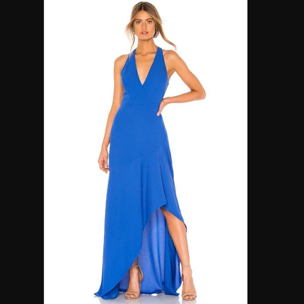 NWT Revolve x BCBGMaxAzria High Low Holter Gown in True Blue | Size 0